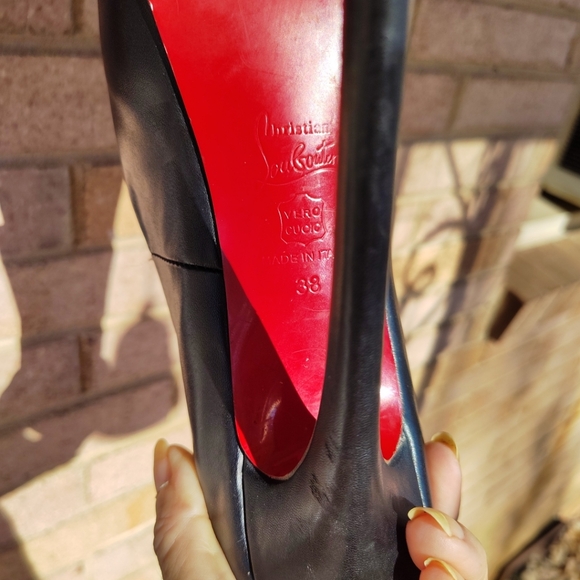 - CHRISTIAN LOUBOUTIN SZ 38/8 DAFFADIL RED BOTTOM 6" PUMP HEELS LN - Picture 14 of 14